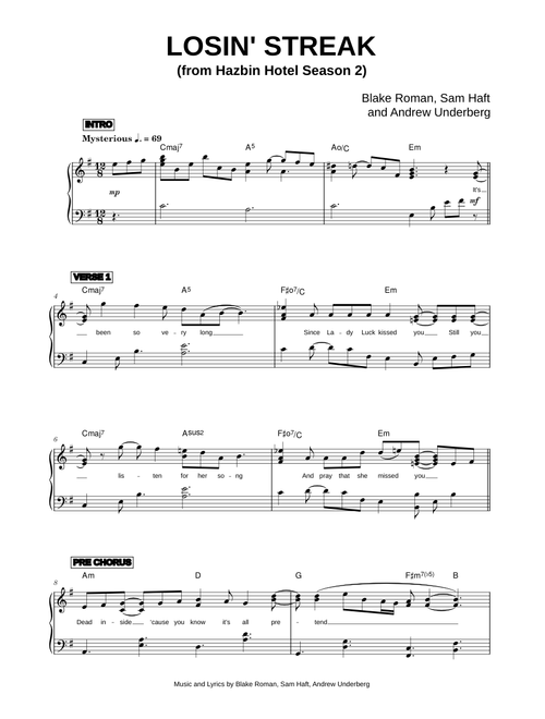 Losin' Streak [from Hazbin Hotel Season 2] - Blake Roman, Sam Haft, Andrew Underberg (Piano)