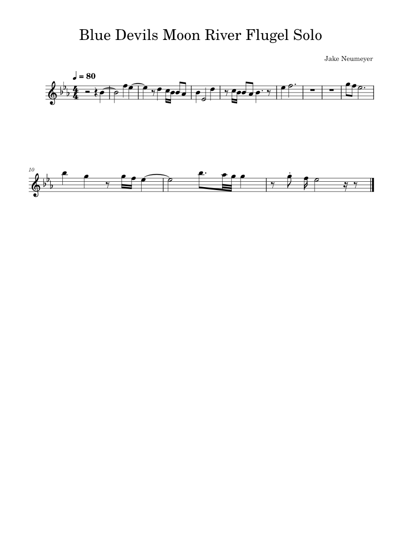 Blue_Devils_Moon_River_Flugel_Solo Sheet music for Flugelhorn (Solo