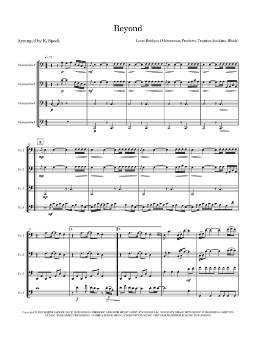Beyond (Arr. K. Speck) - Nate Mercereau, Eric Frederic, Austin Jenkins (String Ensemble)