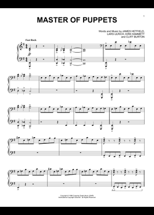 Master of Puppets: Metallica Sheet Music for Piano (Rock band