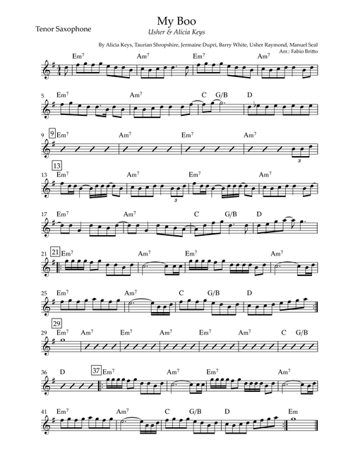 My Boo (Arr. Fabio Britto) - Usher & Alicia Keys (Tenor Sax Solo)