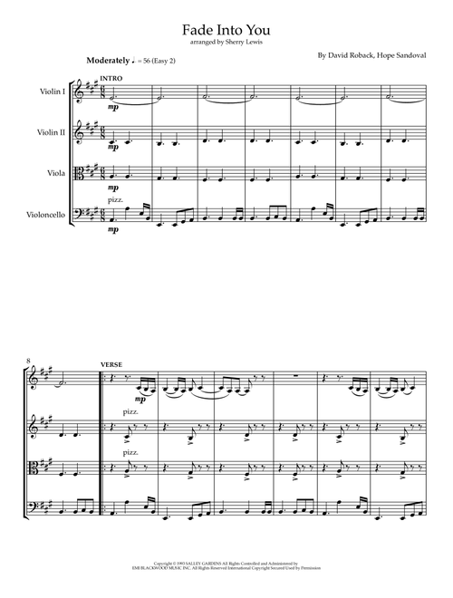Fade Into You (Arr. Sherry Lewis) - Hope Sandoval, David Roback (String Quartet)