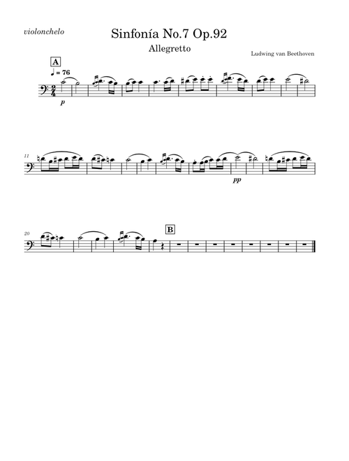 Symphony No. 7 In A Major, Second Movement (Allegretto) – Ludwig van Beethoven, The King's Speech Movie Symphony No. 7 In A Major, Second Movement (Allegretto) – Ludwig van Beethoven, cello parte A