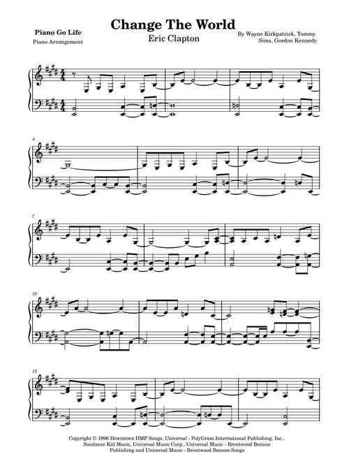 Change The World (Arr. Piano Go Life) - Eric Clapton (Piano Solo)