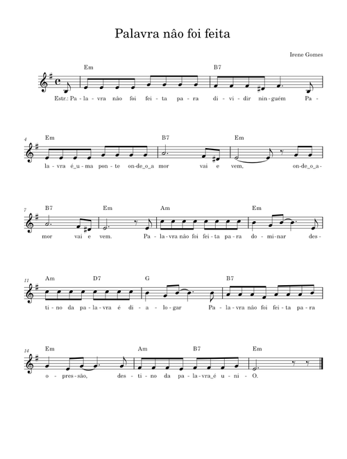 Palavra não foi feita para dividir – Melodia e Cifra