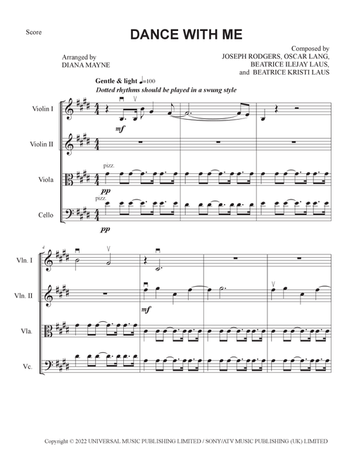 Dance With Me (Arr. Diana Mayne) - Beabadoobee (String Quartet)