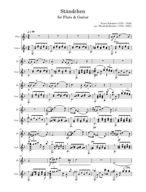 Schubert - Ständchen, for Flute and Guitar