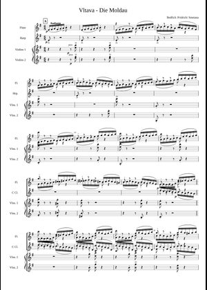 The Moldau (Minor) Sheet Music for Flute, Violin (Mixed Duet