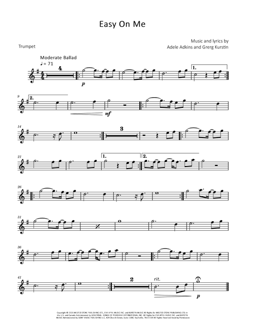 Easy On Me (Arr. David Lartey) - Adele (Trumpet Solo)