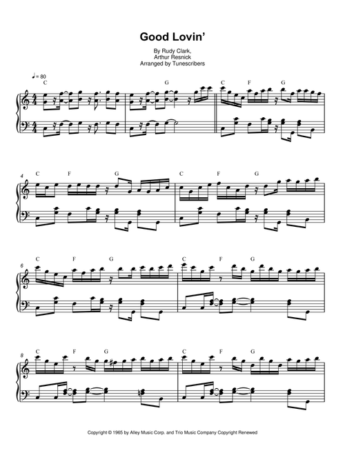 Good Lovin' (Arr. Tunescribers) - Rudy Clark, Arthur Resnick (Piano Solo)