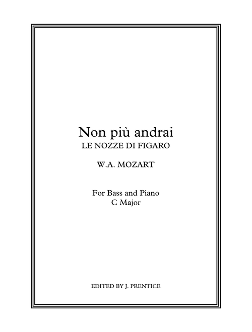 Non più andrai - Le nozze di Figaro (C Major) (Arr. Jonathan Prentice) - W.A. Mozart (Vocal Solo)
