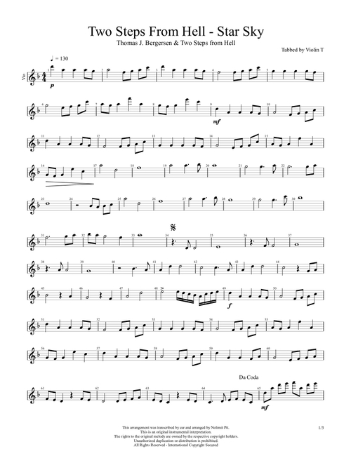 Star Sky - Thömas J Bergersen & Two Steps from Hell (Violin Solo)