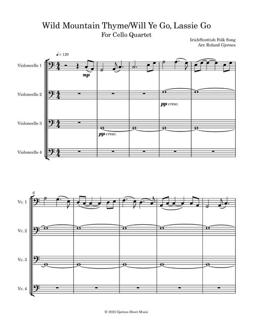 Wild Mountain Thyme / Will Ye Go, Lassie Go (Arr. Roland Gjernes) - Scottish Folk Song (String Quartet)