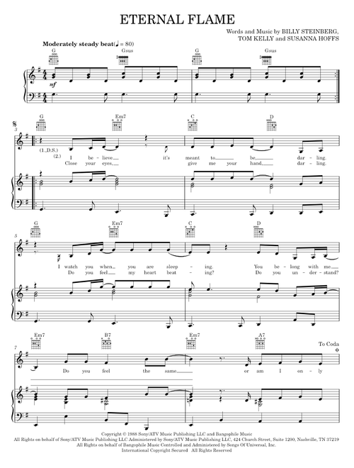 Eternal Flame - The Bangles (Piano-Vocal-Guitar)