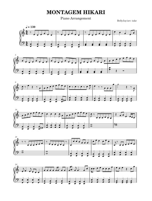 BellyJay - MONTAGEM HIKARI - Easy Piano Arrangement