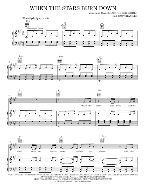 When The Stars Burn Down (Blessing And Honor) - Craig & Dean Phillips, Jennie Lee Riddle (Piano-Vocal-Guitar)