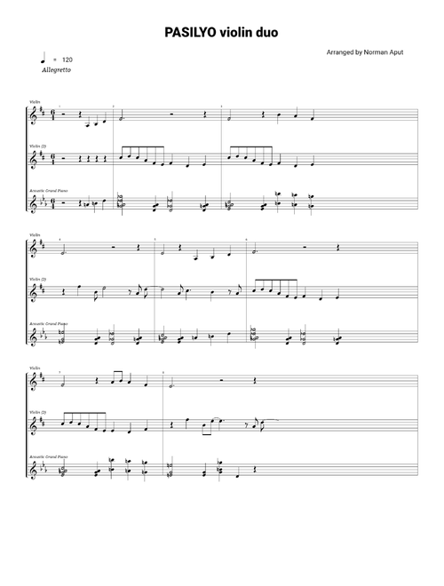 Pasilyo Violin duet (Arr. Norman Aput) - Sunkissed Lola (Violin Duet)