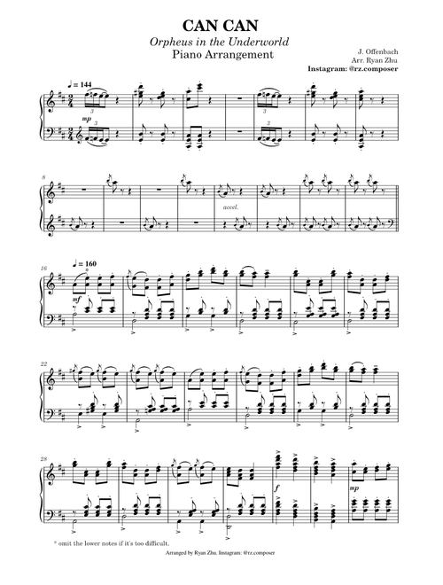 Offenbach - "Can-Can" from "Orpheus in the Underworld" (Piano Arrangement)