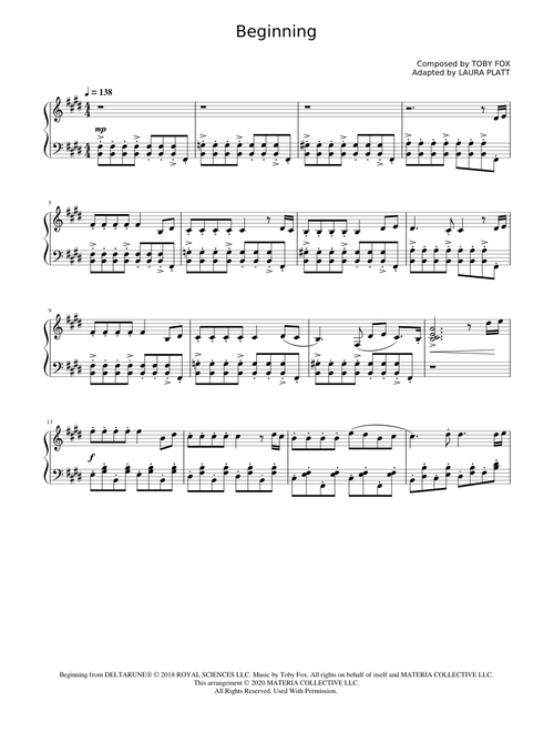 Beginning (DELTARUNE Chapter 1 Piano Score) - Toby Fox