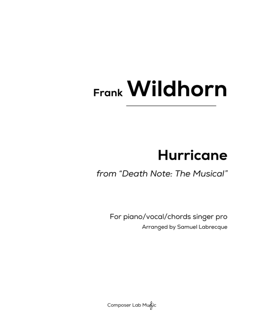 Hurricane (Arr. Samuel Labrecque) - Frank N Wildhorn, Jack Murphy, Frank Wildhorn (Piano Vocal)