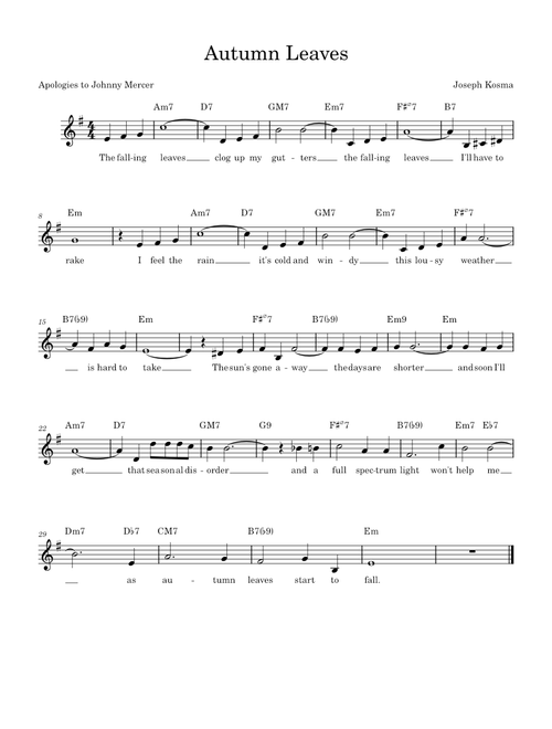 Autumn Leaves – Joe Kosmo