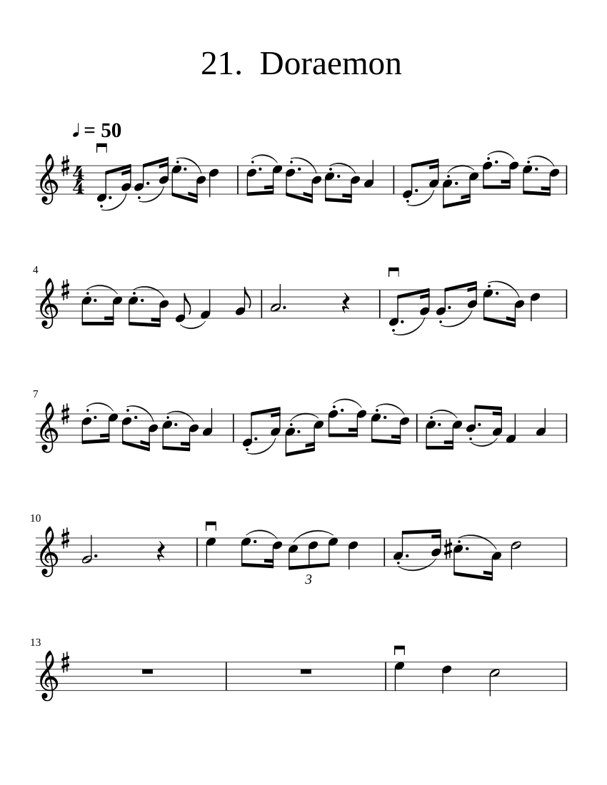 Elementary 2 (Violin) , 21. Doraemon Sheet Music for Violin (Solo ...
