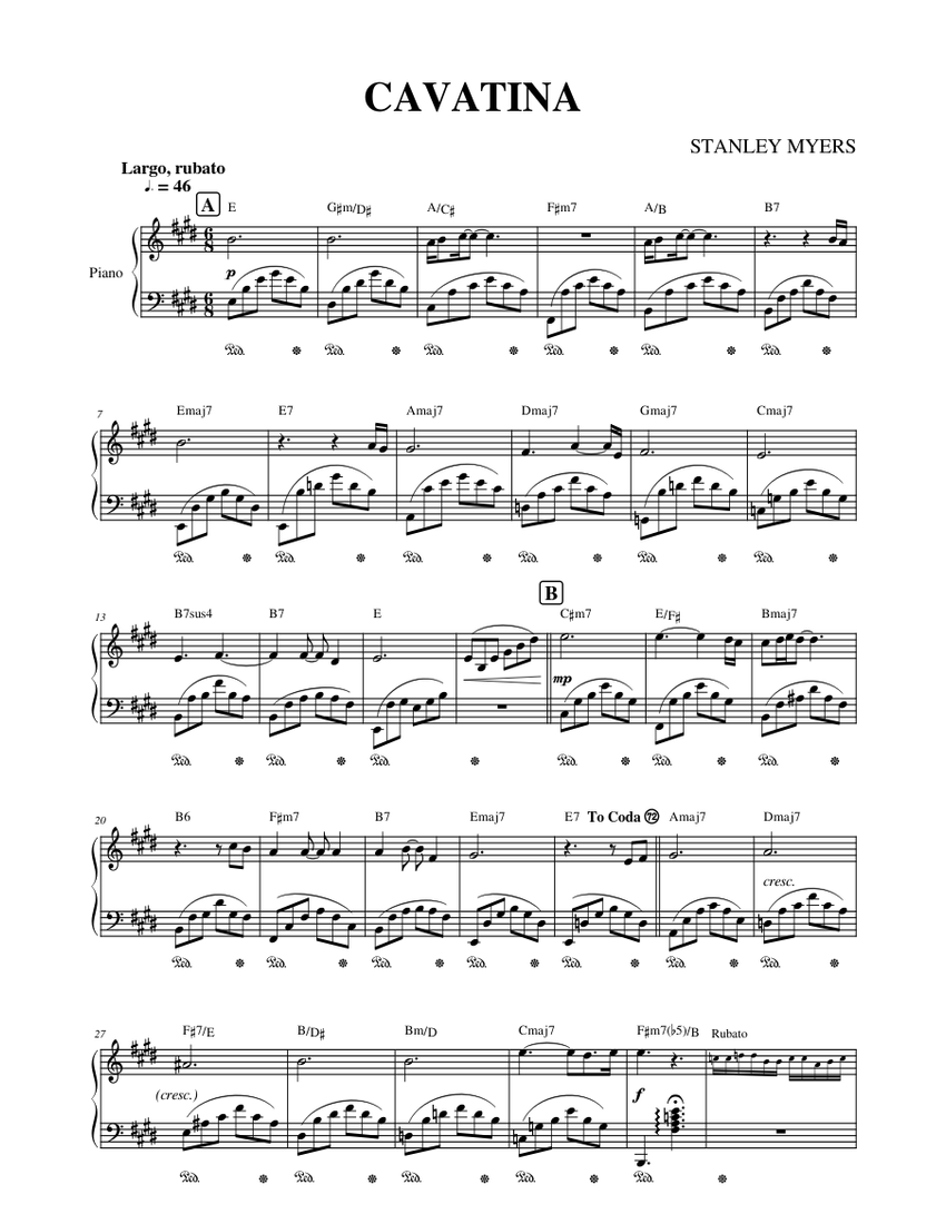 cavatina guitar chords pdf
