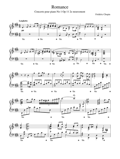 Chopin Piano Concerto No 1 Op 11 mouvement 2 Romance Larghetto