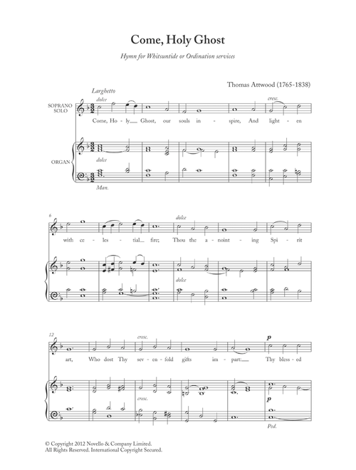 Come, Holy Ghost - Thomas Attwood (Choral)