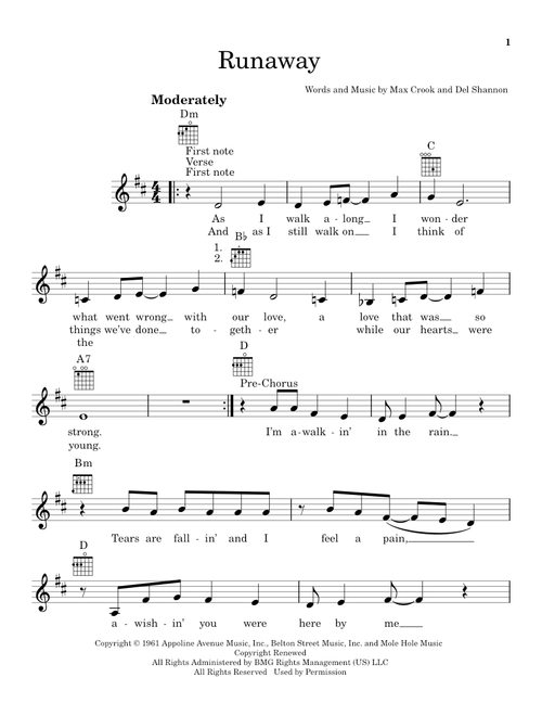 Runaway - Del Shannon (Ukulele)