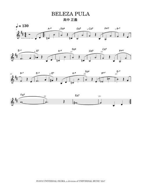 BELEZA PULA – Masayoshi Takanaka Masayoshi Takanaka (高中 正義) – BELEZA PULA [Vocal And Chord Transcription]