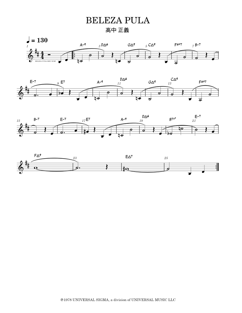 BELEZA PULA – Masayoshi Takanaka Masayoshi Takanaka (高中 正義