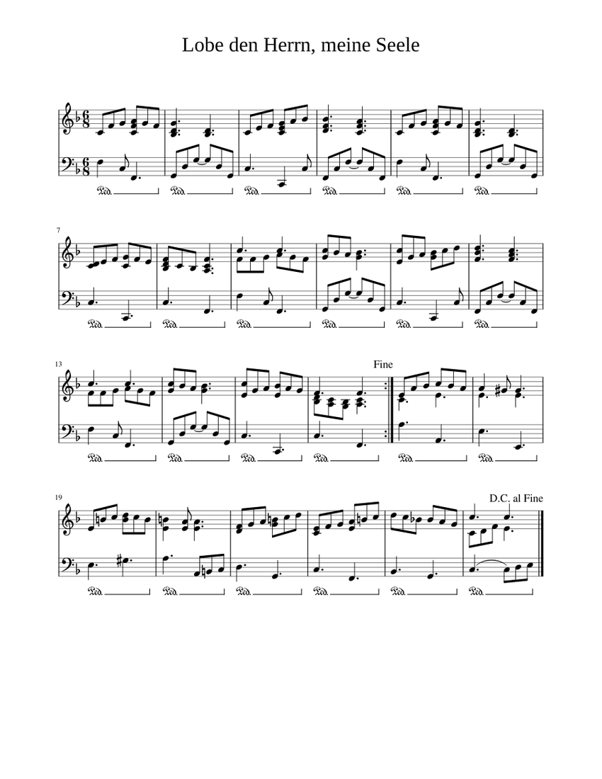 Lobe den Herrn, meine Seele (Klavier solo) Sheet music for Piano (Solo) Lobe den Herrn, meine Seele (Klavier solo) Sheet music for Piano (Solo)