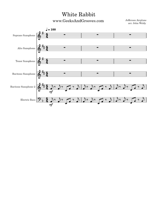 White rabbit – Jefferson Airplane for Sax Quartet + Bass