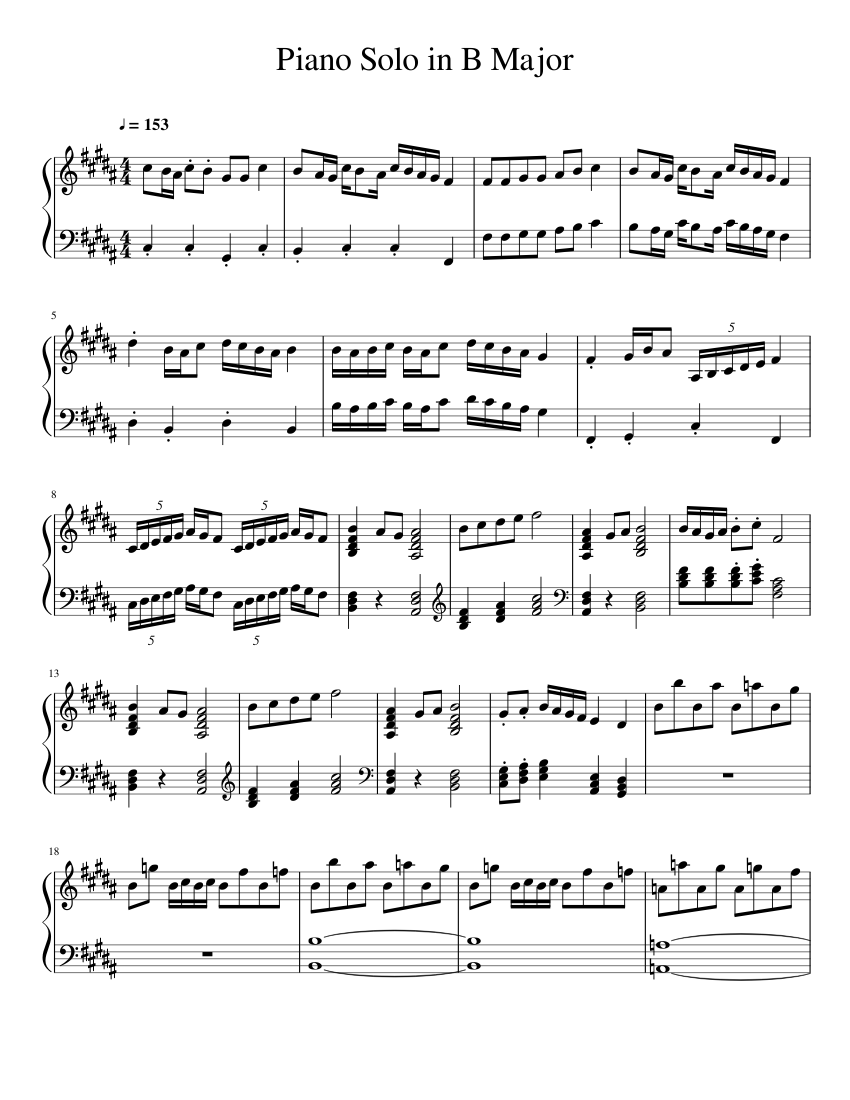 Piano solo in B major Sheet Music for Piano (Solo) | MuseScore.com