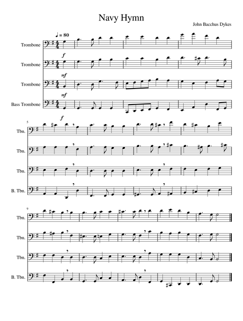 Eternal Father, Strong to Save – trombone quartet