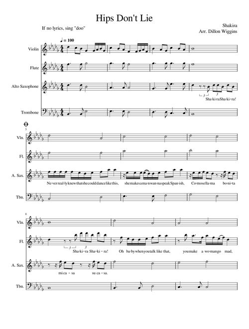 Hips Don't Lie for 4 part choir