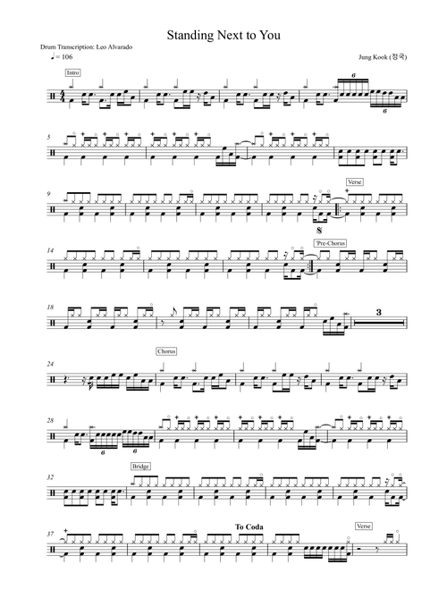Standing Next To You (Arr. Drum Transcription: Leo Alvarado) - Jung Kook (Drums)