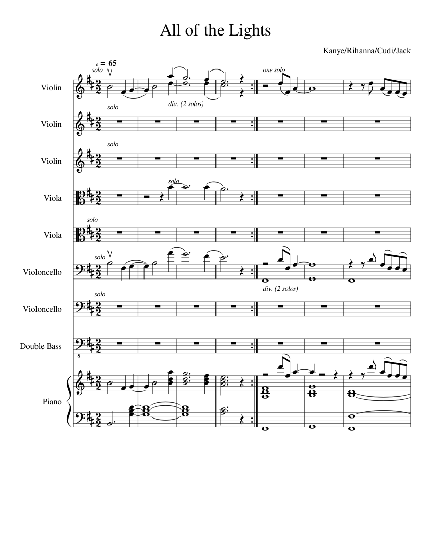 Pelearse profesional Pilar All of the Lights Sheet music for Piano, Contrabass, Violin, Viola & more  instruments (Mixed Ensemble) | Musescore.com