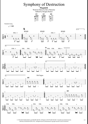 Symphony of Destruction-Megadeth Sheet Music for Guitar, Bass