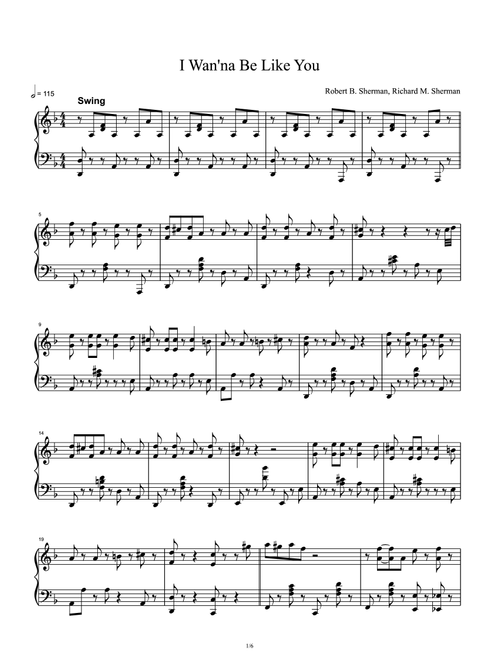 I Wan'na Be Like You (The Monkey Song) (Arr. Richard M. Sherman) - Richard M Sherman, Robert B Sherman (Piano Solo)