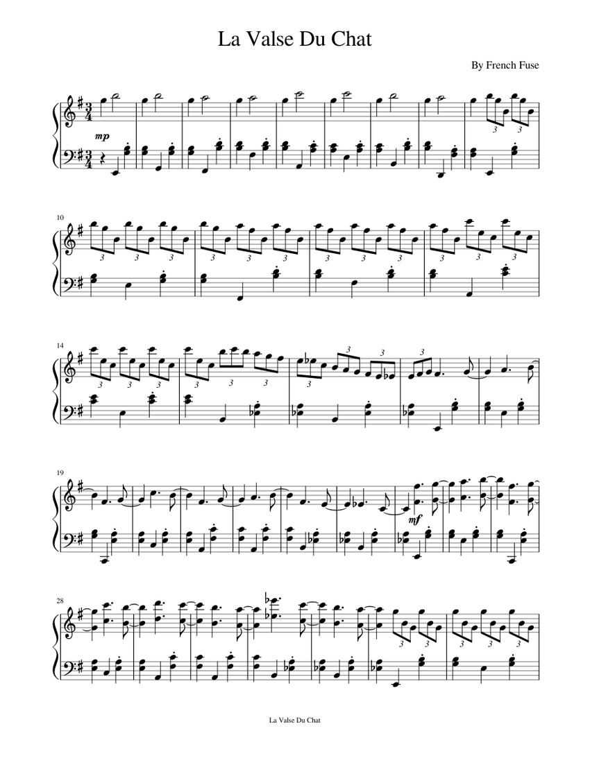 La Valse Du Chat – French Fuse La Valse Du Chat Sheet music