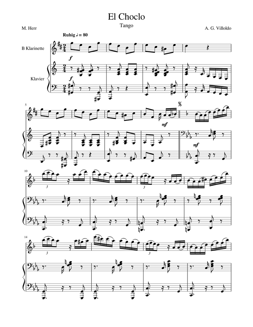 Muy enojado Sermón insondable El Choclo Sheet music for Piano, Clarinet in b-flat (Solo) | Musescore.com