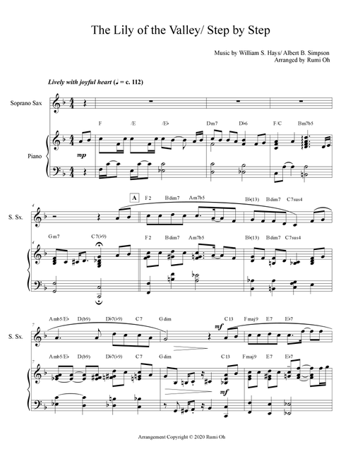 THE LILY OF THE VALLEY-STEP BY STEP (Hymn Arrangement for Piano and Sop. Saxophone) (Arr. Rumi Oh) - William S. Hays and Albert B. Simpson (Instrumental Duet)