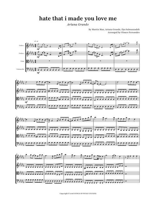 Hate That I Made You Love Me (Arr. Glauco Fernandes) - Ariana Grande, Martin Max, Ilya Salmanzadeh (String Quartet)