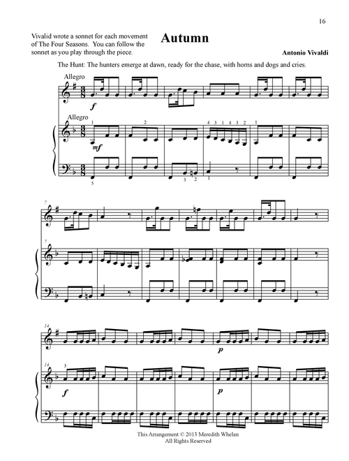 Classical Duets for Clarinet & Piano: Autumn from Vivaldi's Four Seasons (Arr. Meredith Whelan) - Antonio Vivaldi (Clarinet Solo)
