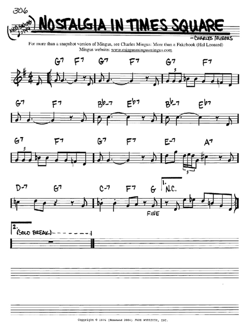 Nostalgia In Times Square - Charles Mingus (Real Book - Melody-Chords)