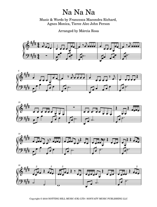 Nanana (Arr. Márcia Rosa) - Francesca Maeondra Richard, Agnes Monica, Tierce Alec John Person (Piano Solo)