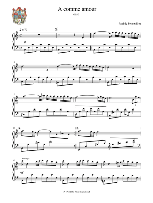 A comme amour Paul de Senneville ease