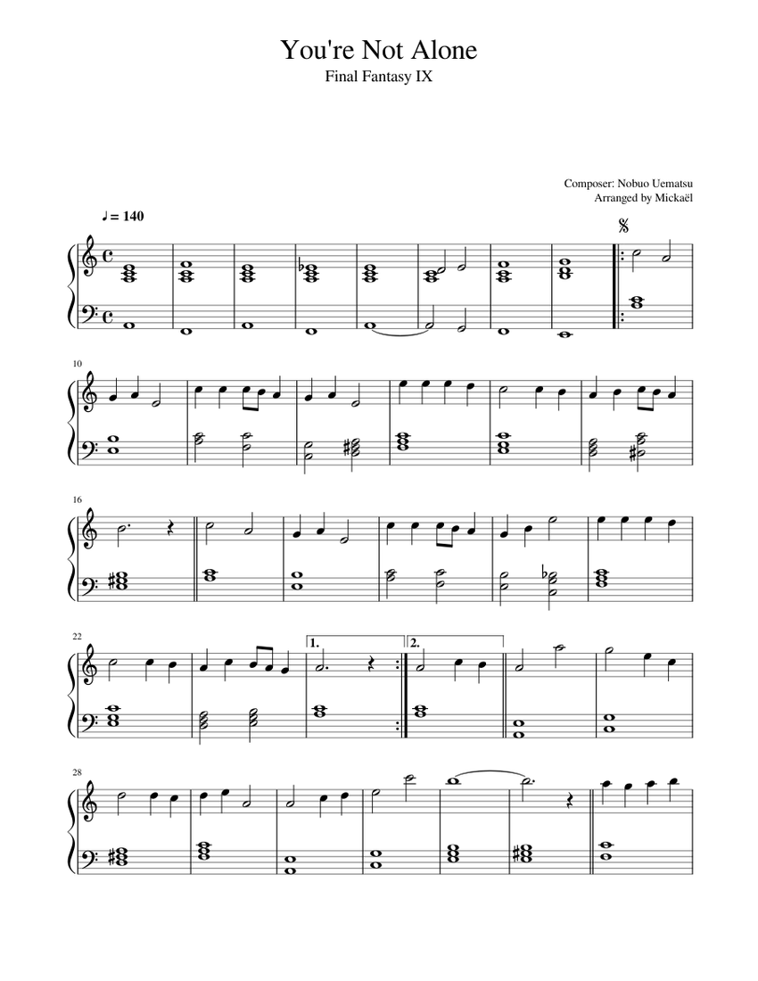 楽譜　FINAL FANTASY IX /FD付き Final Fantasy IX - Find The Princess – Nobuo Uematsu Sheet